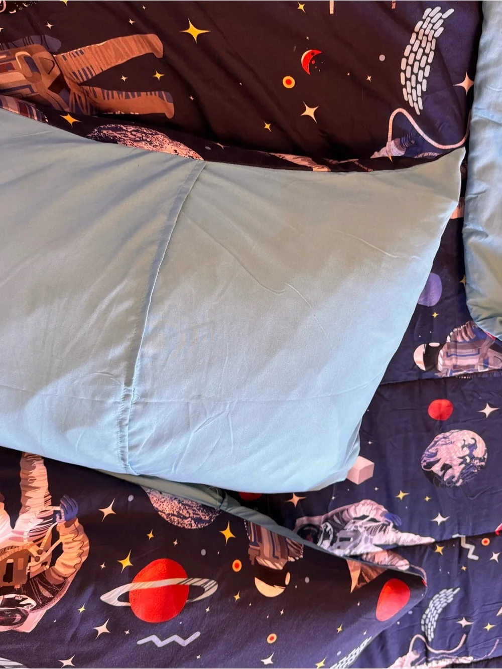 Space-Themed Navy Comforter Set with 2 Pillow Cases Astronaut Print